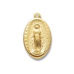 14kt Gold Over Sterling Silver Oval Miraculous Medal - 18 Inch Chain 