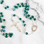 Bohemian Glass Birthstone Rosary &mdash Emerald / May