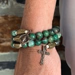 Jade Green & Brass Rosary Wrap