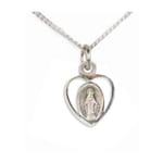 Children's Miraculous Heart Medal - Sterling Silver with 13 inch chain
