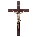 Wood Crucifix, Handpainted Bronzed Corpus, 14 inch