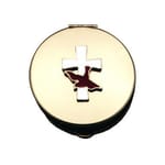 Stamped Pyx w/ Enameled Cross and Dove [1/2 x 1-1/2]