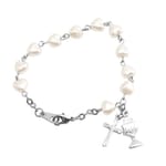 Pulsera con Cuentas de Perla - Coraz&oacute;nes - Plata esterlina