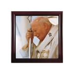 John Paul II in Prayer w/ Cherry Frame (13x13)