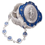 Blue Enamel Miraculous Box with Rosary Bracelet