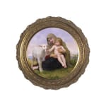 Virgin and the Lamb on Canvas w/ Round Gold Frame (8x8)