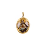 Porcelain Sacred Heart Pendant-14K Gold
