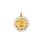 Round Sacred Heart of Jesus Pendant Medal-14K Gold