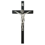 8 inch Black Crucifix w/ Silver Corpus 