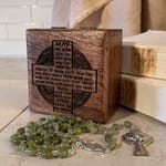           Personalized Irish Blessing Keepsake Box w/ Connemara Marble Rosary