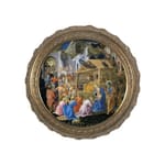 Adoration of the Magi on Canvas w/ Round Gold Frame