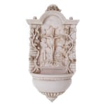 Alabaster Crucifixion w/Roses Font - 5 x 9 1/2