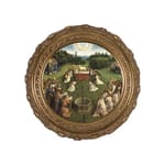 Altar of the Lamb on Canvas w/ Round Gold Frame