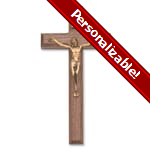 Beveled Walnut Crucifix with Bronze Corpus -  8 inch