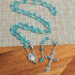 Bohemian Glass Birthstone Rosary – Aqua / March