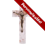 Bronze Wall Crucifix Chiseled Jerusalem Stone - 7.5 inch