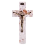 Bronze Wall Crucifix Chiseled Jerusalem Stone - 7.5 inch