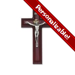 Cherry Crucifix w/Silver Corpus - 10 inch