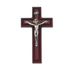 Cherry Crucifix w/Silver Corpus - 10 inch