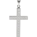 Cross Pendant with Design -14K White Gold - Large