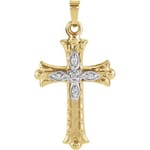 Cross Pendant with Diamond -14K Gold