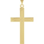 Cross Pendant with Ichthus Design -14K Gold