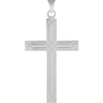 Cross Pendant with Ichthus Design -14K White Gold
