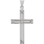 Cross Pendant with Mandorla Design-14K White Gold