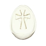 Crucifixion font, white alabaster, gold accents 5”