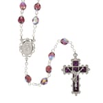 Deluxe Pewter 6mm Dark Amethyst Rosary with Enamel Crucifix