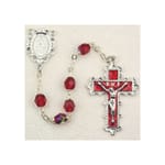 Deluxe Pewter 6mm Ruby Rosary with Enamel Crucifix