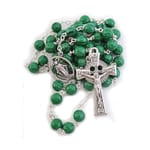 Deluxe Round Shamrock Bead Rosary   