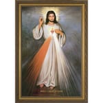 Divine Mercy w/ Sacred Heart in Gold Frame 