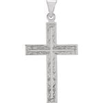 Floral Cross Pendant -14K White Gold