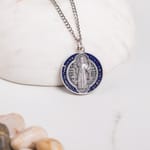 St. Benedict Blue, Red, and Silver Medal & Chain