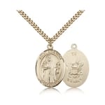 Gold Filled St. Brendan the Navigator/ Navy Pendant w/ chain