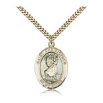 Gold Filled St. Christopher Blue Center Pendant w/ chain
