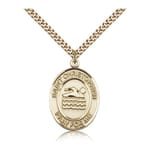 Gold Filled St. Christopher Medal w/ chain - Swimming