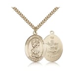 Gold Filled St. Christopher Pendant - U.S. Army Insignia w/ chain