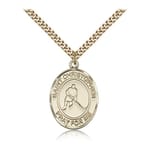 Gold Filled St. Christopher Medal w/ chain - Ice Hockey