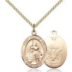 Gold Filled St. Joan Of Arc / Navy Pendant w/ Chain