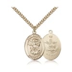 Gold Filled St. Michael / US Army Insignia Pendant with 24 inch chain