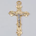 Gold-plated over sterling Silver Tutone Crucifix on 24 inch chain