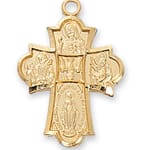Gold/Sterling Silver Four-Way Medal on 18 inch chain