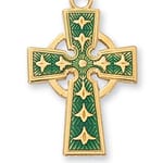Gold/Sterling Silver Green Celtic Cross w/18 inch Chain   