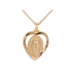 Gold/Sterling Silver Miraculous Medal Heart Pendant on 18 inch chain