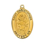 Gold/Sterling Silver St. Christopher Medal with 20 inch chain