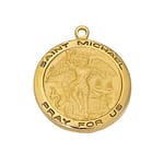 Gold/Sterling Silver St. Michael Medal with 18 inch chain