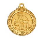 Gold/Sterling Silver St. Peregrine Medal with 20 inch chain
