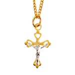 Gold/Sterling Silver Tutone Crucifix with 16 inch chain